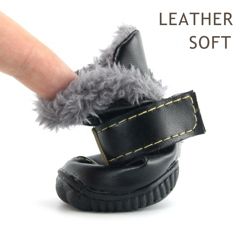 Wholesale Custom Winter Pet Dog Shoes Warm Snow Boots Luxury Thicken Fur Anti-Slip Waterproof Winter Dog Shoes For Dogs