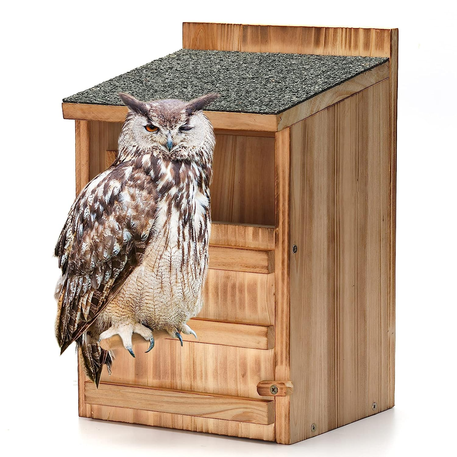 House for Outdoors Screech Owl Nesting Box Barn Owl Bird House for Outside Large Wooden Rectangular Opening Bird Box