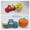 Ceramic Pickup Truck And Pumpkin Lemon Salt And Pepper Shaker Set, Handpainted,