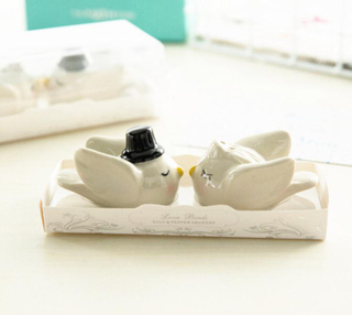 Wholesale New Angel Bird Ceramic Salt And Pepper Shaker Useful Wedding Souvenirs Wedding Gift for Guests(50Sets Lot) SN787