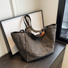 Leopard Pattern Tote Bag Vintage Canvas Shoulder Bag Fashion Big Capacity Handbag For School Work Shopping
