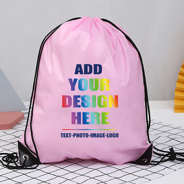 10/50/100/300/500 Pcs Custom Bag Printing Logo Schoolbag Promotional Gym Football Bag Drawstring Backpack Promotional Products