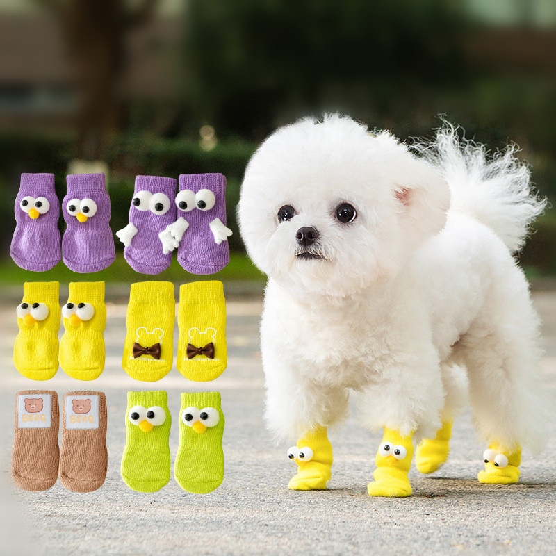 Cute Cartoon Pet Dog Socks Autumn Winter Warm Anti-Slip Socks for Dogs Paw Protection Dog Accessories