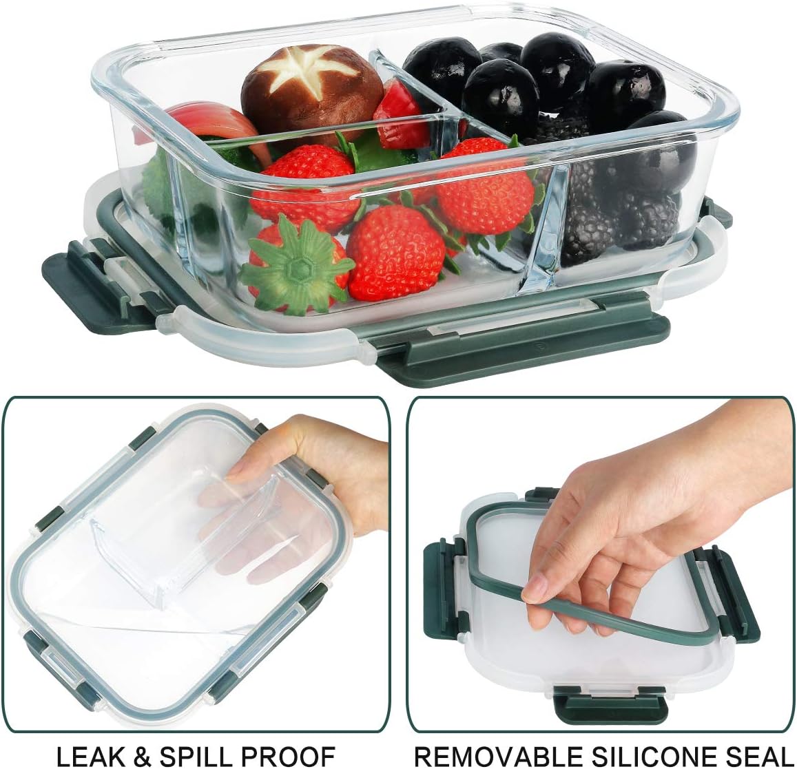Promotional Newly Hinged Locking Lids Glass Lunch Box Kitchen Home Glass Glassware Meal-Prep Glass Containers for Food Storage