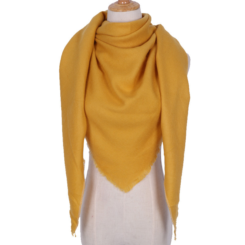 Fashionable Solid Color Scarf Triangular Shawl Women's Cashmere Winter Outdoor Warmth Headscarf Hijab Foulard
