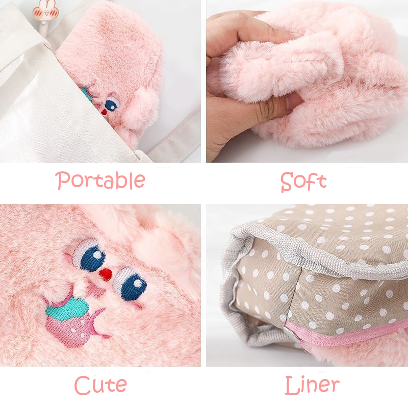 Large Capacity Plush Pencil Case Kawaii Student Multifunctional Stationery Bag Trend Personality Soft Cute Wallet Makeup Bag