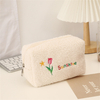 Ins Tulip Fresh Pencil Bag Cute Plush Pencil Case Girl Cosmetic Bag Student Storage Bag Student Pencil Box School Office Supplie