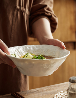 Ceramic Pasta Ramen Bowl Soup Basins Salad Bowl Home Irregular Shape Solid Color Tableware Vegetable Plates Snack Desserts Plate