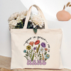 Personalized Flower with Name Tote Bag Women Canvas Shoulder Bags Monogram Shopping Bag Handbags Birthday Wedding Gifts For Her