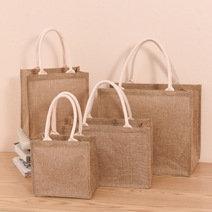 Linen Bags Shopping Bags Linen Bag Hand-painted Cotton Sacks Jute Portable Imitation Sacks Laminated Bags Foldable Shopping Bag