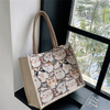 Women's Handbag Large Capacity Cotton Linen Printing Tote Bag Shoulder Bag Commuting Underarm Bag Casual Carrying Shopping Bag