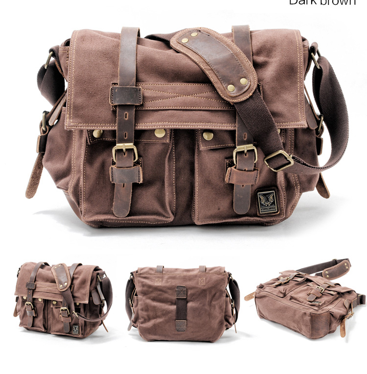 Canvas Leather Men Messenger Bags Big Satchel Shoulder Bags Male Laptop Briefcase Travel Handbag