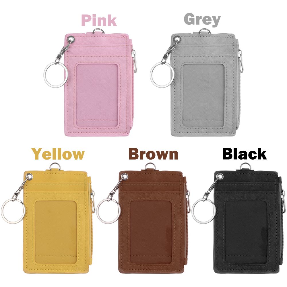Portable Leather Business ID Card Credit Badge Holder Coin Purse Wallet Keychain