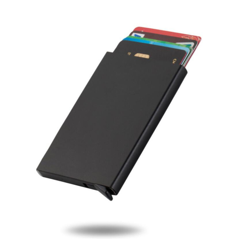 Smart Wallet Card Holder Metal Thin Slim Men Women Wallets Pop Up Minimalist Id Card Case Small Black Purse Wallets for Men