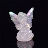 8.3cm Natural Rose Quartz Angel Carving Crystal Reiki Healing Figurine Trinket Craft Gift Home Decoration 1pcs