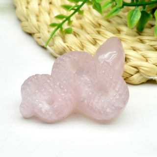 2" Snake Statue For Good Luck Natural Stone Healing Crystal Rose Quartz Jade Jasper Lepidolite Carved Animal Figurine Home Decor