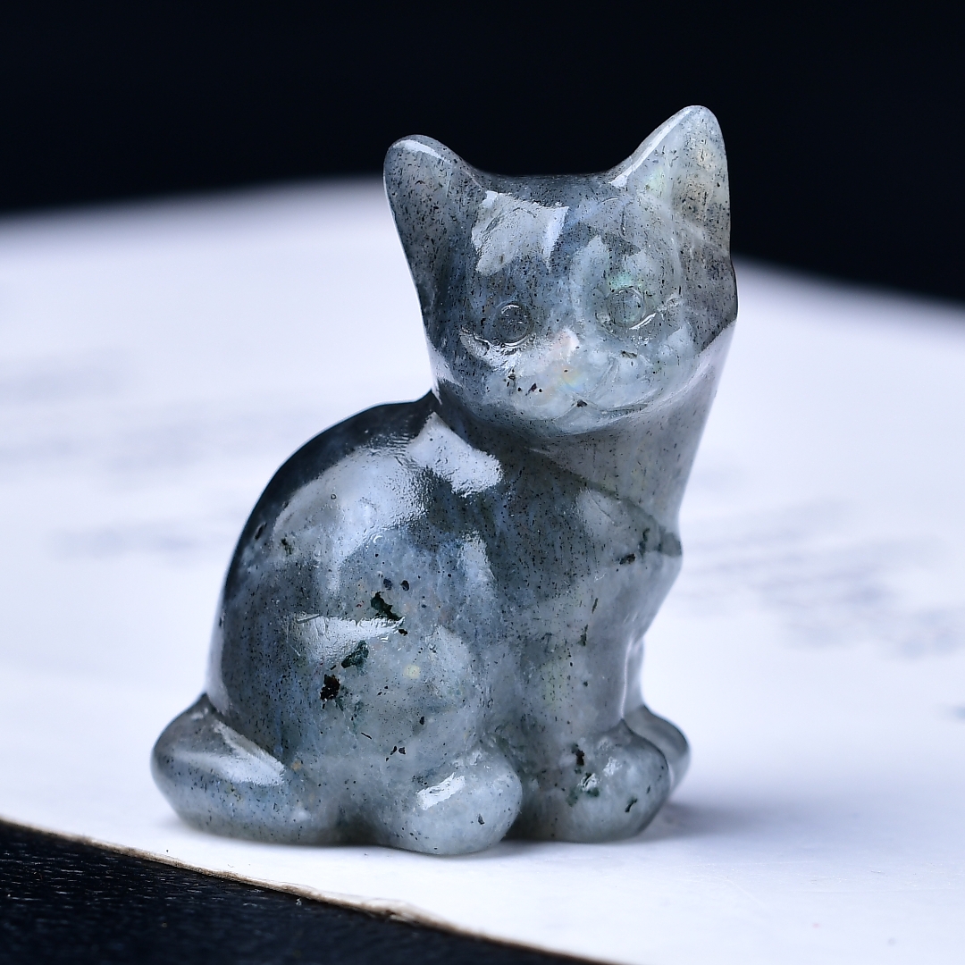 1pc 3.5cm/1.38in Crystal Carved Cat, Meditation Stone Crystal Gift for Home Decor.