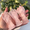 90mm Natural Pink Crystal Angel Statue Stone Carving Pink Crystal Reiki Healing Figurine Home Decoration Trinket Craft Gift 1pcs