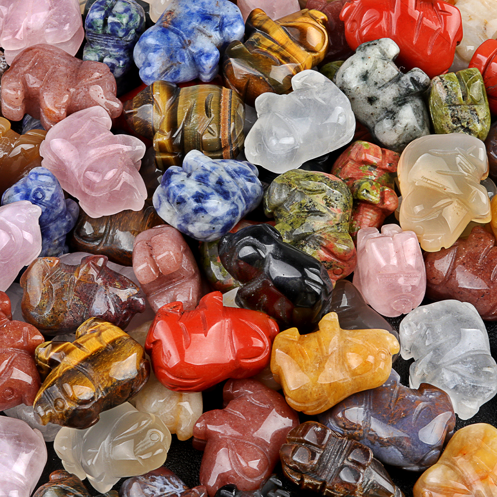 Natural Stone Crystal Rose Quartz Pendulum Lucky Pig Shape Micro Landscape Fishbowl Desk Ornament Jewelry Making Accessories