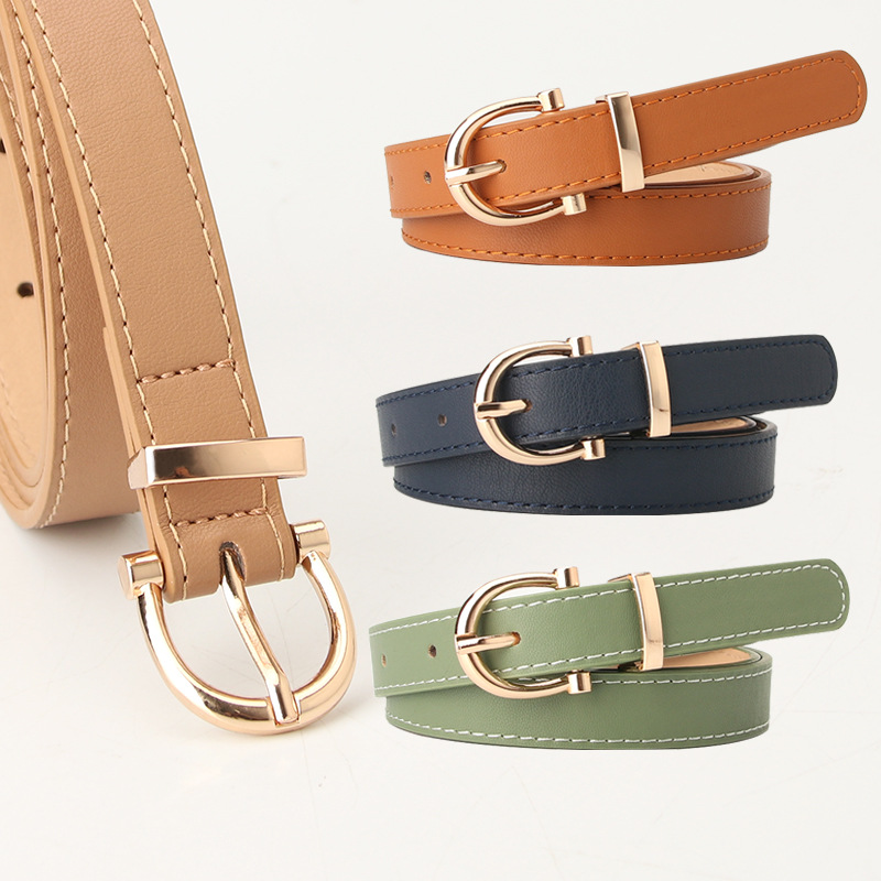 Women Belts New PU Leather Simple Metal Buckle Belt Girls Dress Jean Pants Waistband Belts for Lady Luxury Designer Brand