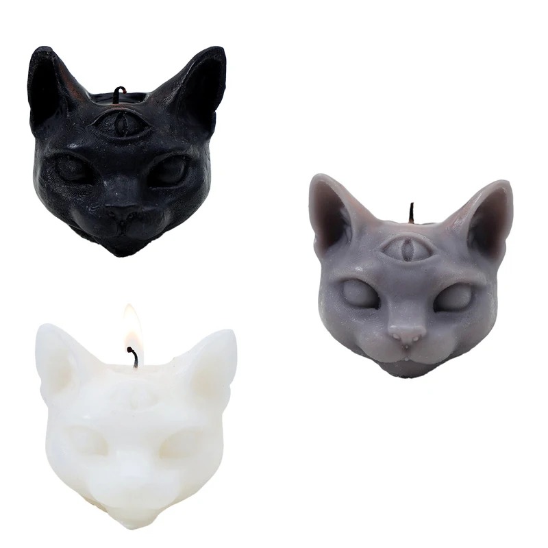 Three Eye Cat Scented Gothic Candles Soy Wax Halloween Creative Aromatherapy Decoration Dark Cat Ornaments Home Room Decor Gift