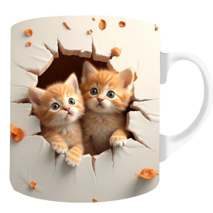 Kawaii Cat Pattern Ceramic Mug 3D Space Design Kitten Coffee Mug Tea Milk Latte Cup Funny Christmas Birthday Gift For Cat Lovers