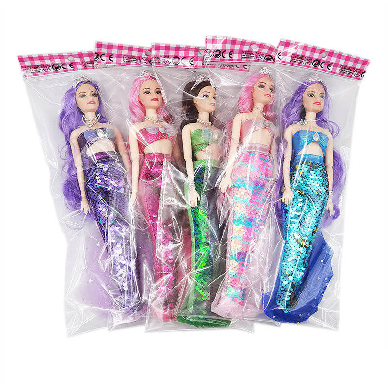 11 Inch Mermaid Doll Full Set Multi Joints Movable 30cm Height Doll with Sequin Skirt Suit Girls Dress Up Toys