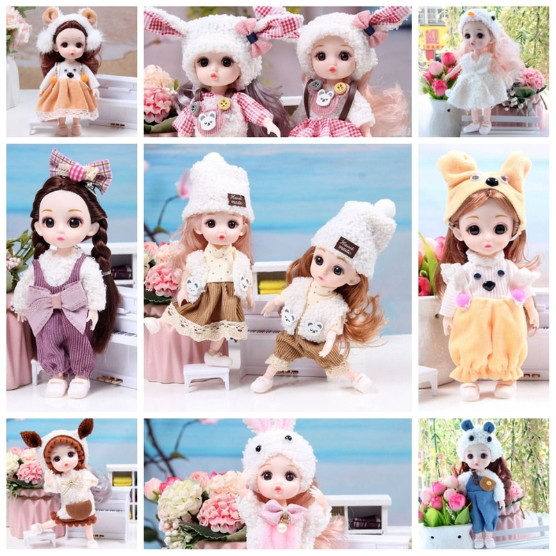 with Clothes BJD Dolls Movable Joints 3D Eye Removable Joints Doll Dress Up Cute Simulated Eye Hinge Doll Children Toys