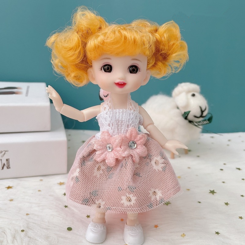 16cm Bjd Doll 13 Joint Cute 3D Brown Eye Dress Up Fashion Baby with Clothes Shoes Children's DIY Toy Girl Gift