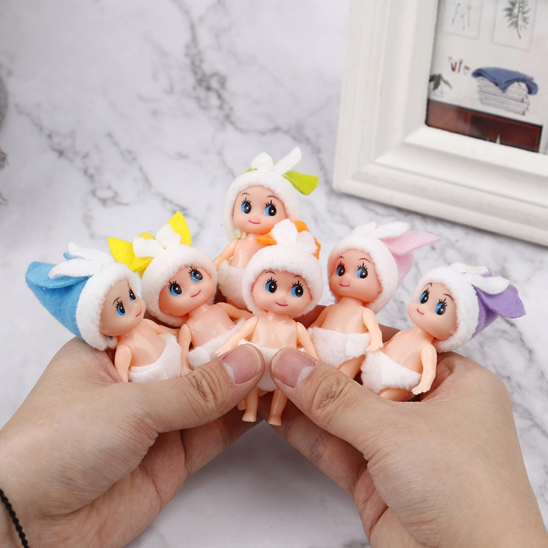 1PC Cute Mini Easter Doll 9CM Easter Elf Doll Baby Elves Doll Movable Arm Leg Doll Toy Easter Rabbit Doll For Children Kids