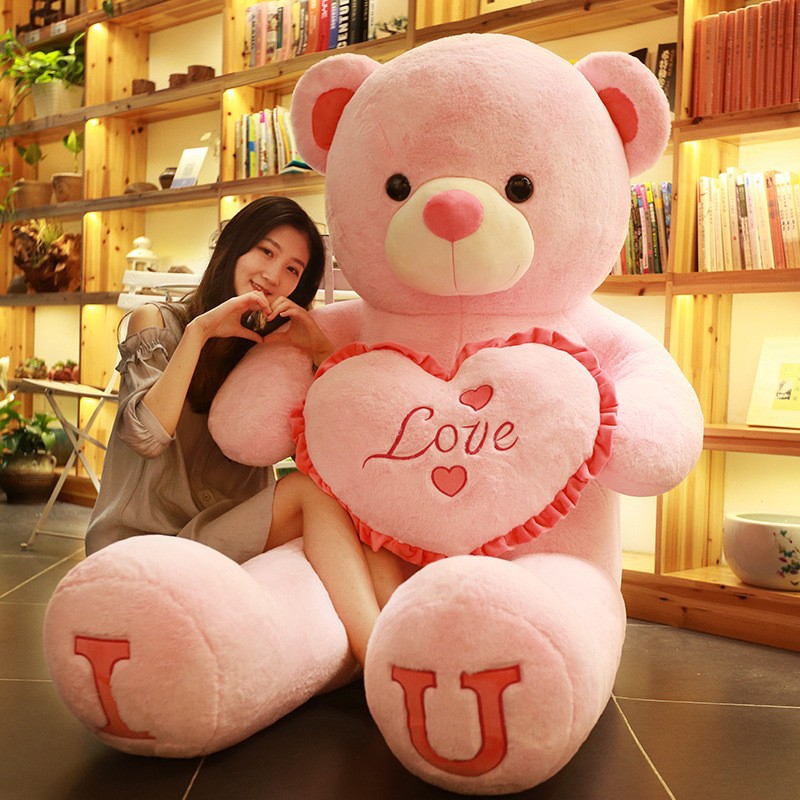 80/100cm Big I LOVE YOU Teddy Bear Plush Toy Lovely Huge Stuffed Soft Bear Doll Lover Bear Kids Toy Birthday Gift For Girlfriend