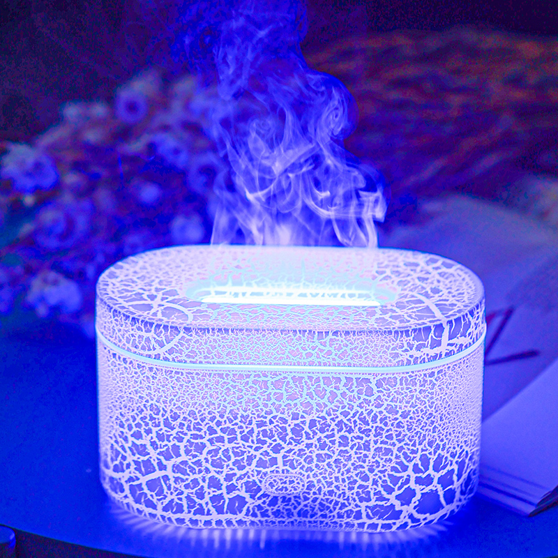 Customized Led Light Mini Portable 3D Flame Aromatherapy Air Humidifier Purifier Ultrasonic Volcanic Crack Planet Aroma Diffuser