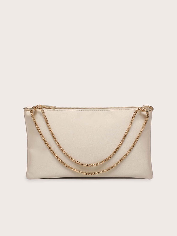 Elegant Solid Metal Chain Underarm Woman Evening Bags for Wedding And Night