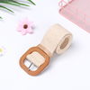 1Pc PP Straw Wide Wooden Buckle Straw Belt Casual Elastic Waist Chain Jade Clasp Belly Necklace Fashion Body Jewelry Accessories