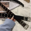 Star Rivet PU Leather Belts Women Men Punk Black White Double Row Hollow Waist Strap Trendy Waistband Jeans Skirt Decoration