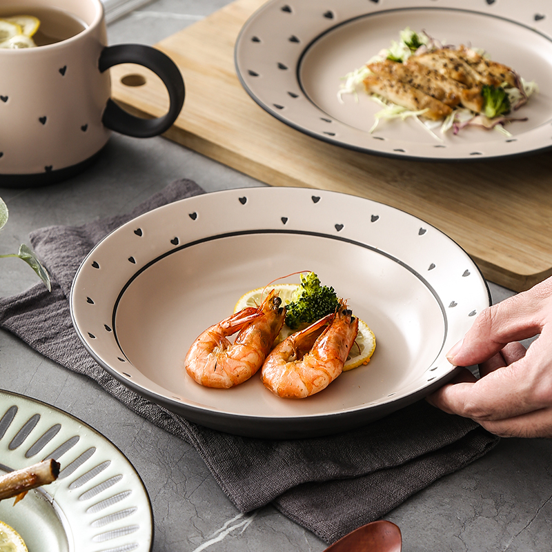 Eco Friendly Unique Design Japanese Style Vintage Round Ceramic Dinner Plates Sets Dinnerware Sets for Restaurant Home