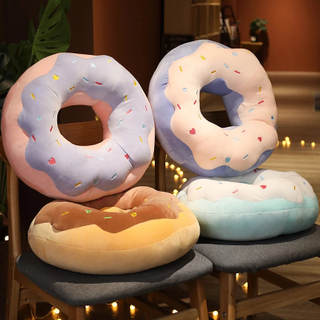 45/70cm Kawaii Plush Donut Pillow Cartoon Simulation Food Plush Toy Doll Chair Sofa Cushion Floor Mat Gift for Lovers Kids