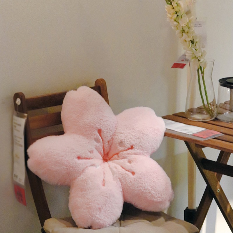  New Pink Sakura Plush Pillow Kawaii Flowers Plush Pillow Mat Lifelike Soft Cherry Blossom Cushion Plushie Props