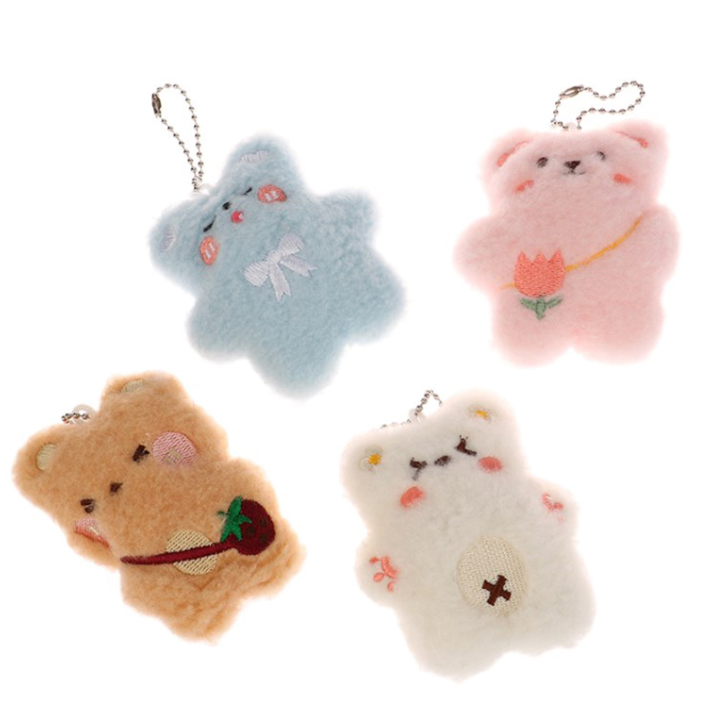 1PCS Cute Little Bear Plush Doll Pendant Bag Pendant Stuffed Soft Cartoon Keychain Decoration Creative Key Ring Birthday Gift