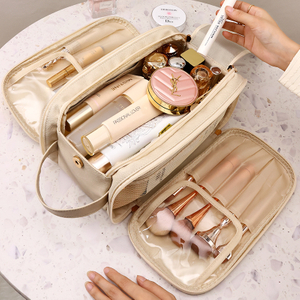 Waterproof PU Multifunctional Cosmetic Bag Large Capacity Portable Travel Makeup Bag Men Business Portable Toiletry Storage Bag