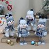 Christmas New Product Blue Fabric Doll Cute Skiing Swinging Snowman Decoration Pendant Holiday Gift