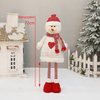 28.3-inch Leg Stretchable Knitted Fabric Santa Claus Snowman Deer Figurine New Year Holiday Decoration Ornament