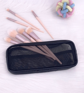 Makeup Brush Travel Case Cosmetic Toiletry Bag Organizer for Men Women Beauty Tools Mesh Dopp Kit Pouch Wash Storage Accessories