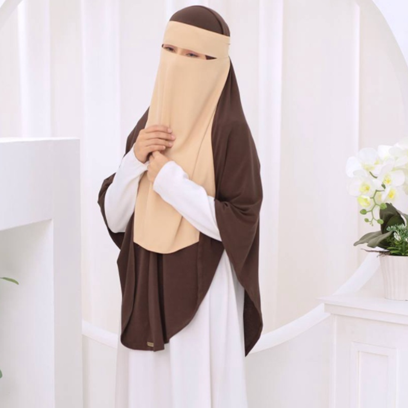 Ramadan Muslim One Layer Breathable Nida Burqa Scarf Hijab Modest Islam Clothing Eid Prayer Long Khimar Jilbeb Veil Niqab