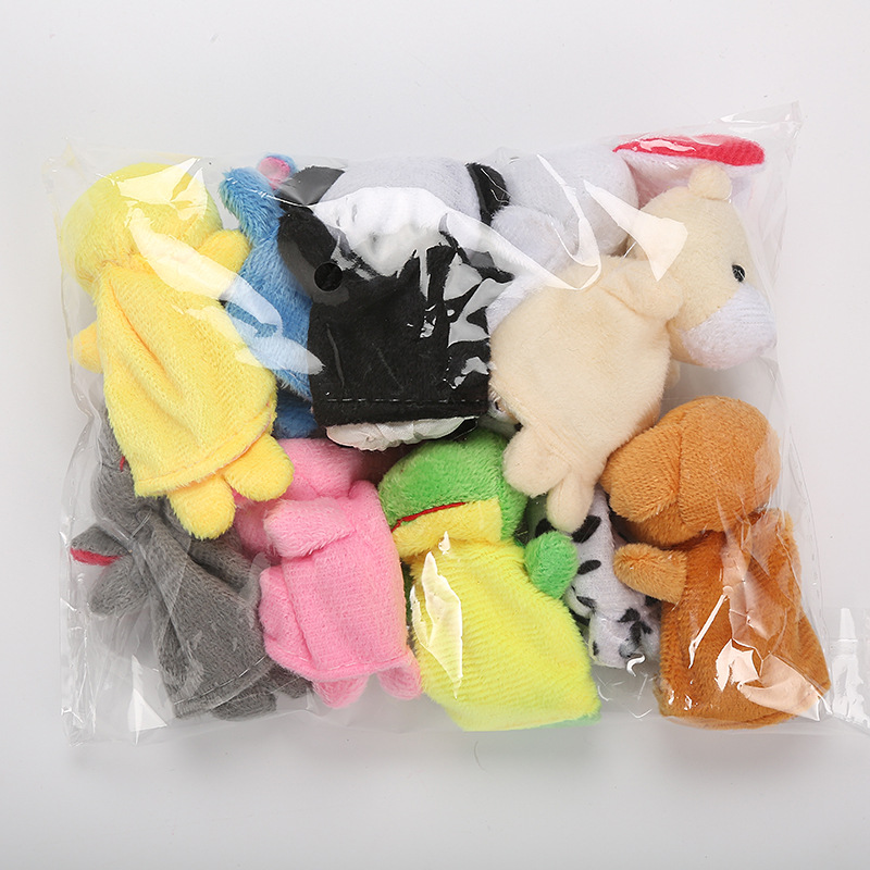 10pcs/Lot Cartoon Animal Velvet Finger Puppet Finger Toy Finger Doll Baby Cloth Educational Hand Baby Toy
