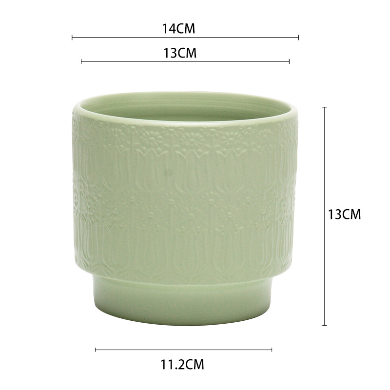 Ceramic flowerpot, simple Nordic style, green ivy, rose, cactus, gardening, green plants, potted flower pot, container