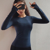 Sexy Women Solid Printing Sport Shirts Solid Color High Elastic Gym Yoga Top Running Breathable Long sleeve T-Shirts