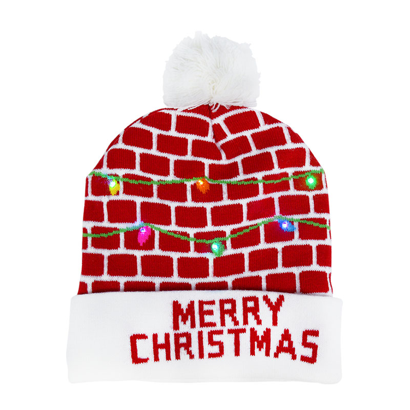 High Quality Knitted Beanie Light Up Led Christmas Light Hat 