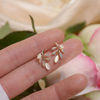 Exquisite Simple Leave Zirconia Opal Earrings for Women 14k Gold Zircon Popular Stud Earring Birthday Gfit Christmas Jewelry