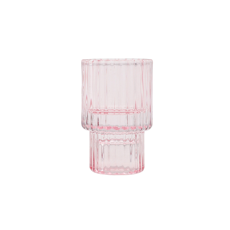 2023 Nordic Pink Glass Candlestick European Candles Holders Table Candle Stand Romantic Candlestick Photophor Home Decoration
